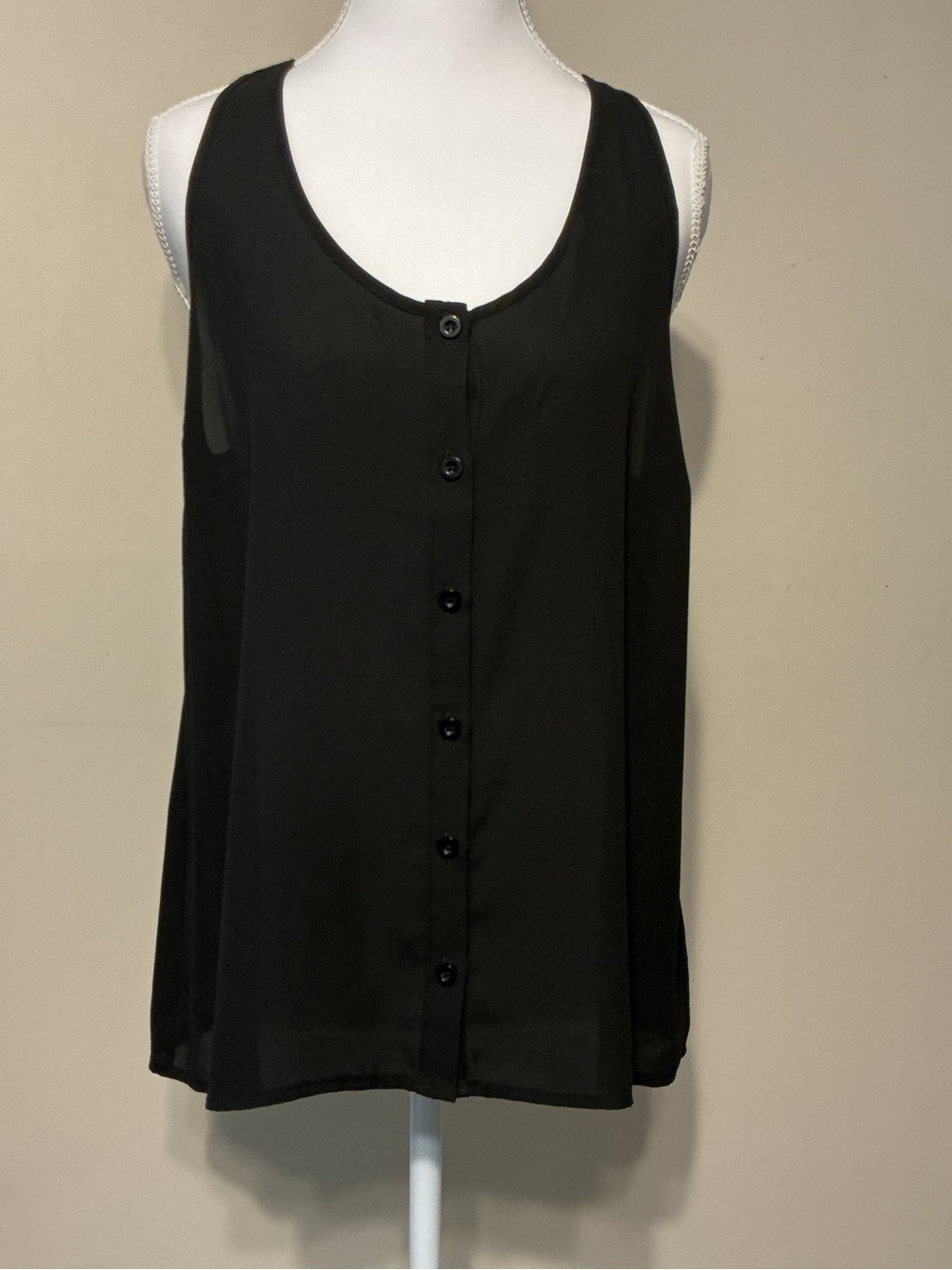 Forever 21 Black Button-Front Sleeveless Top
